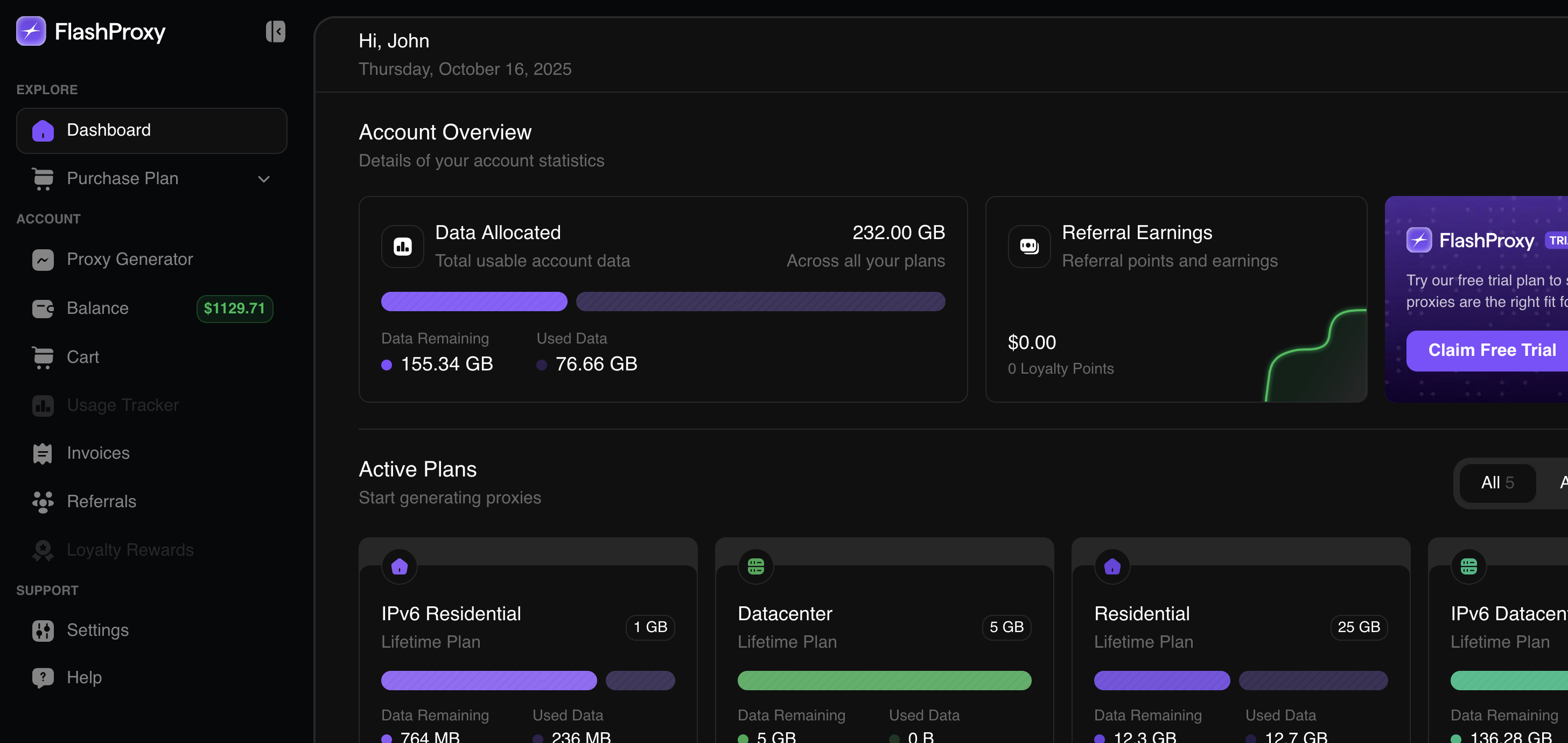 Dashboard Preview - Dark Theme